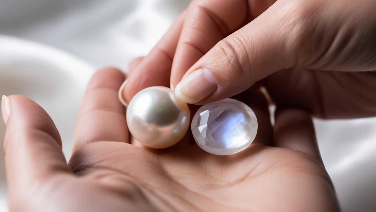 hand cleaning and caring pearl and moonstone