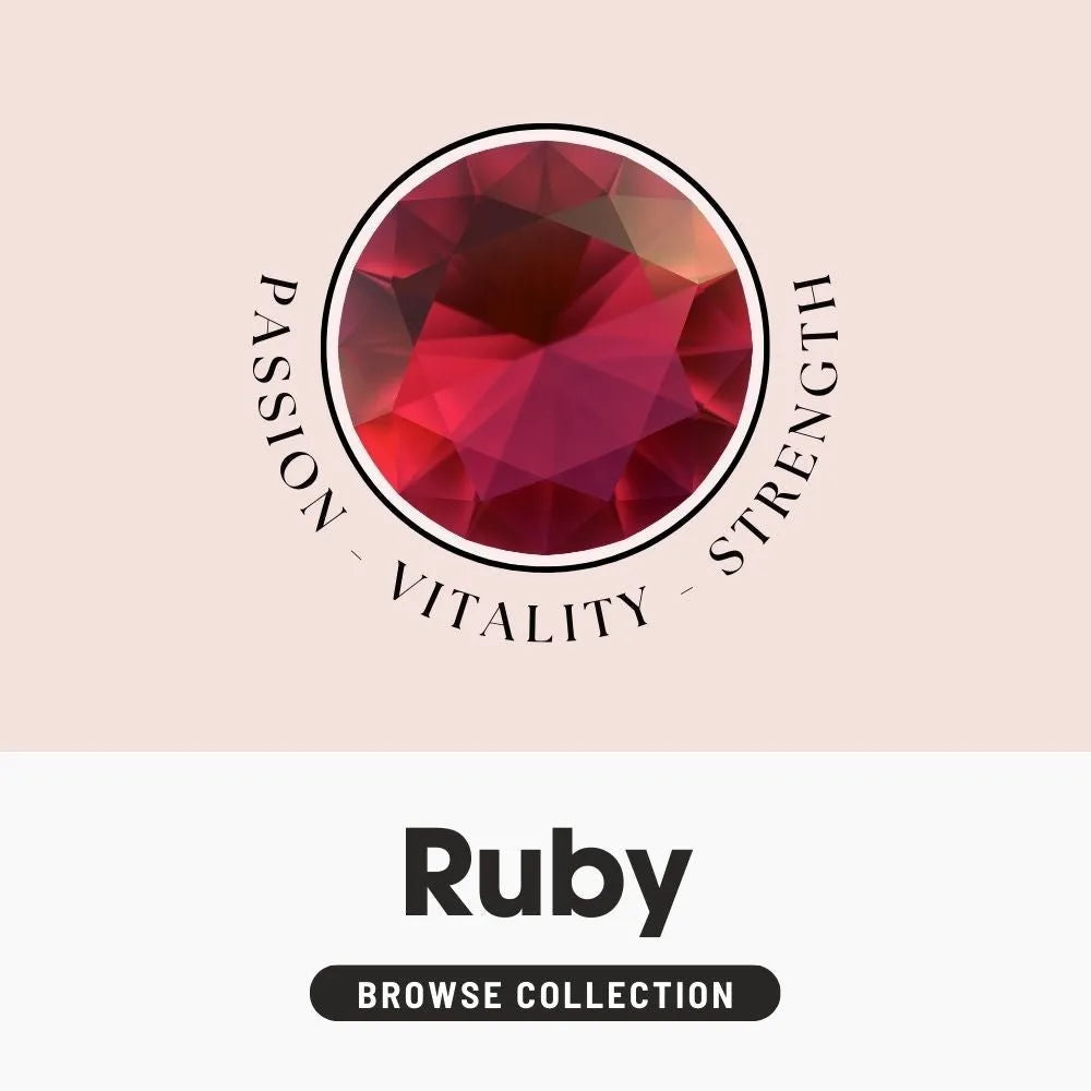 round ruby stone representing july birthstone on this card