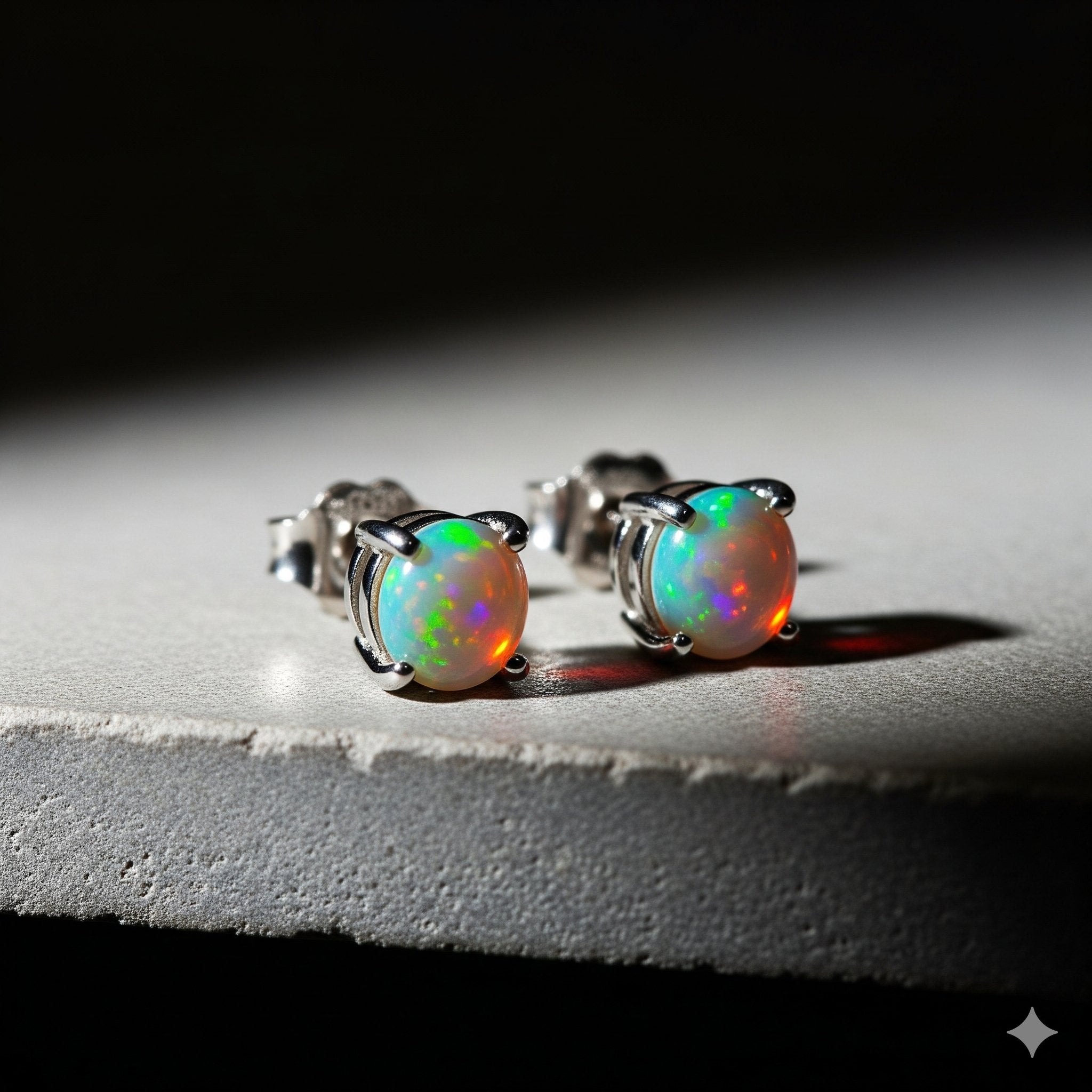opal earrings in silver