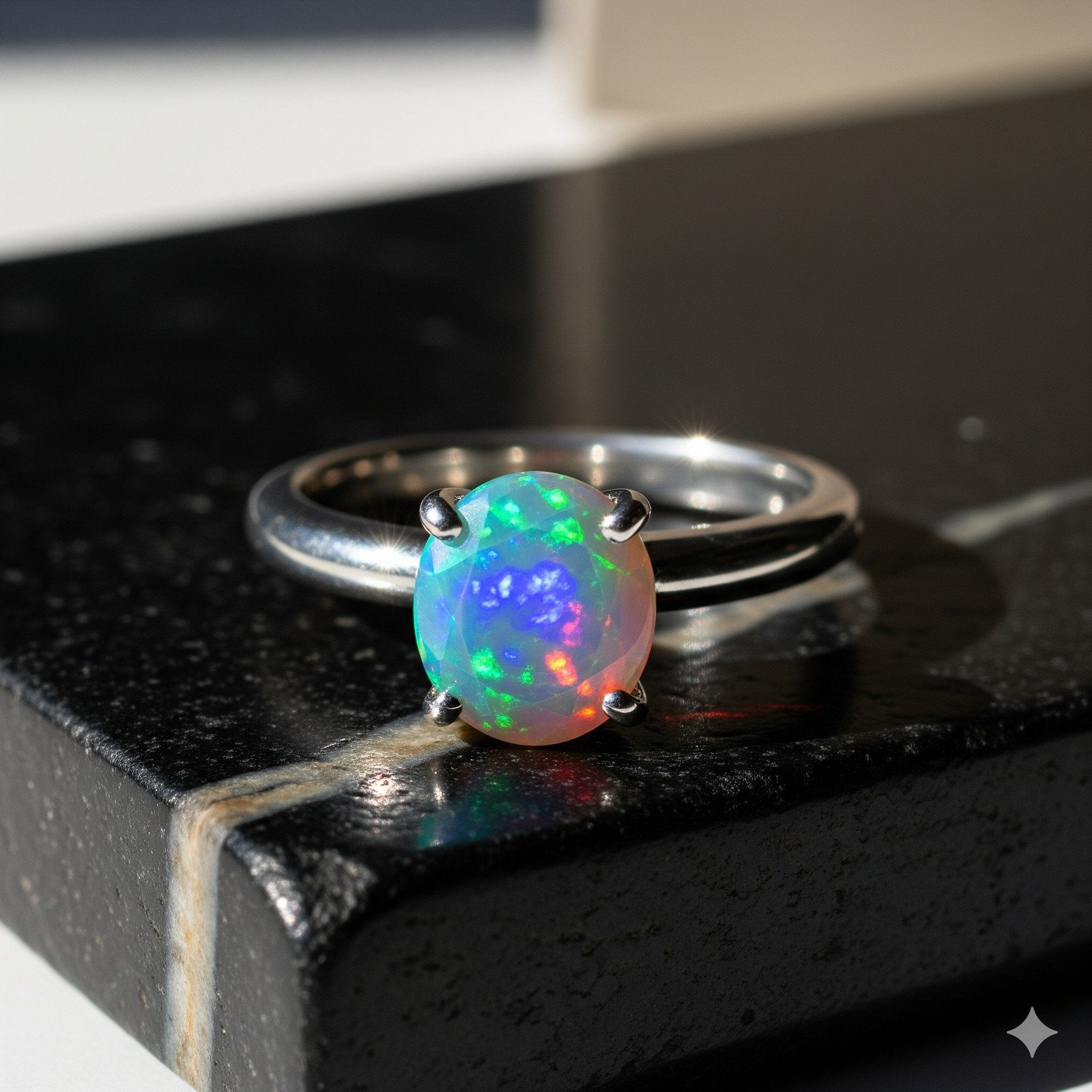 silver opal ring