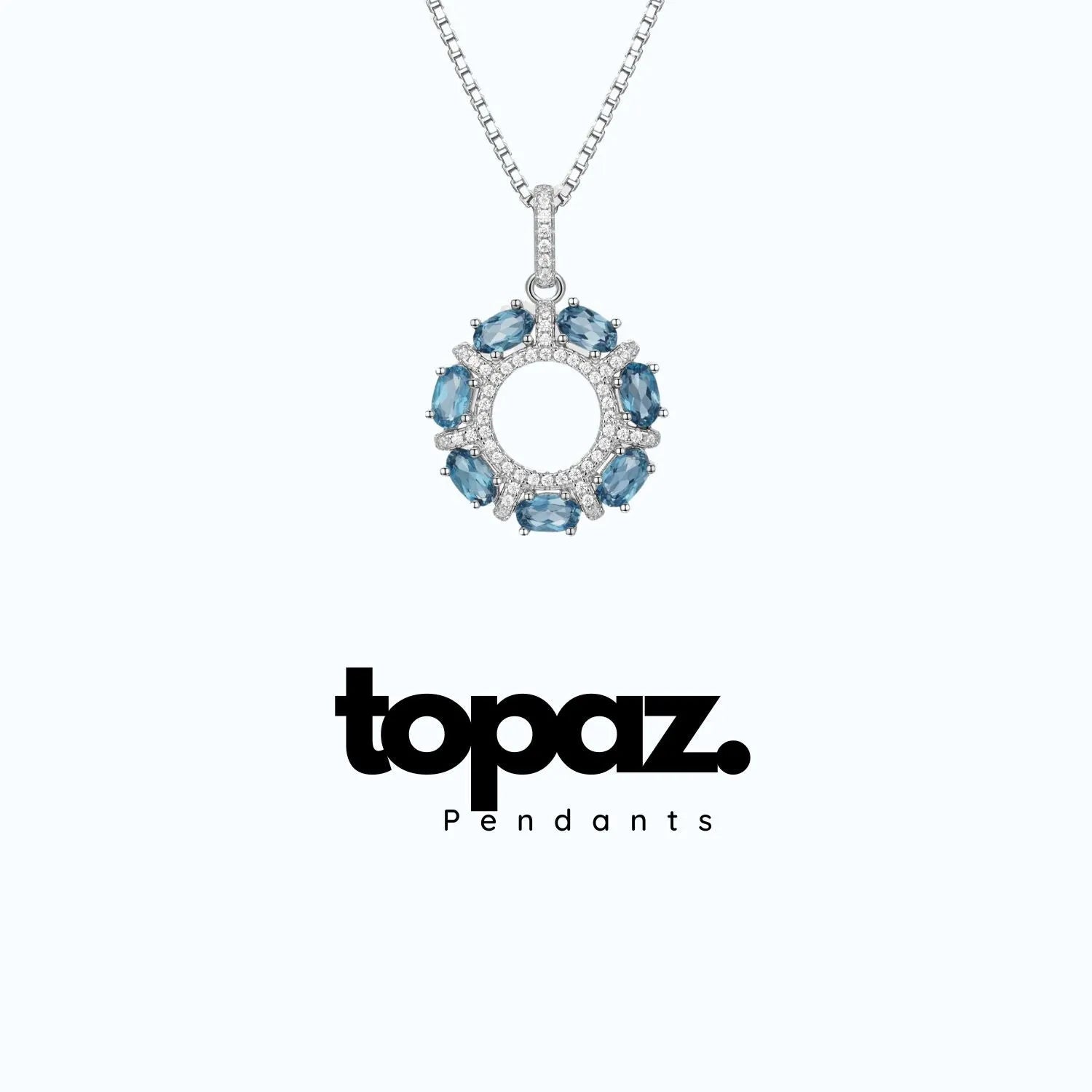 London blue topaz necklace with gemstone pendant