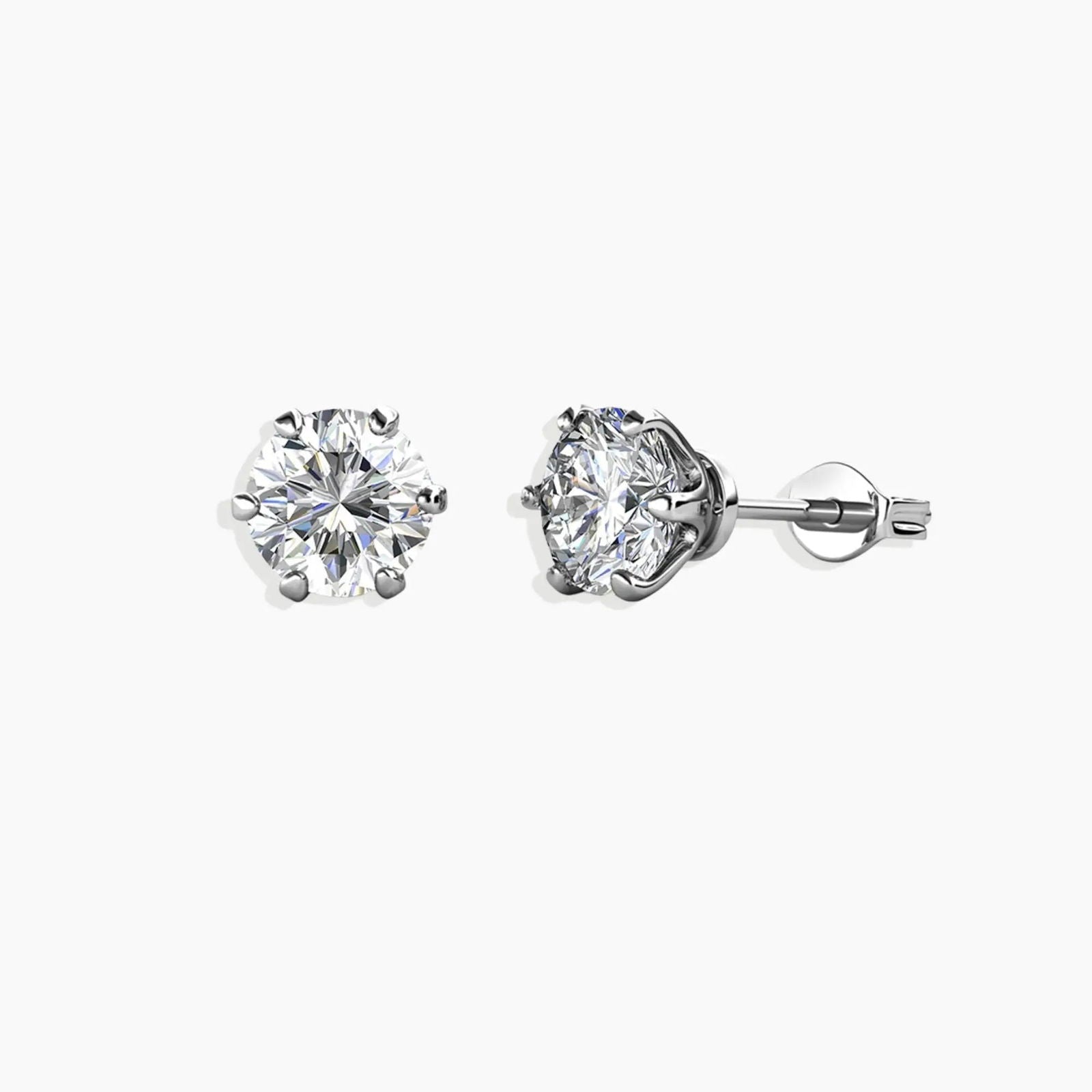 front and side view of moissanite solitaire studs