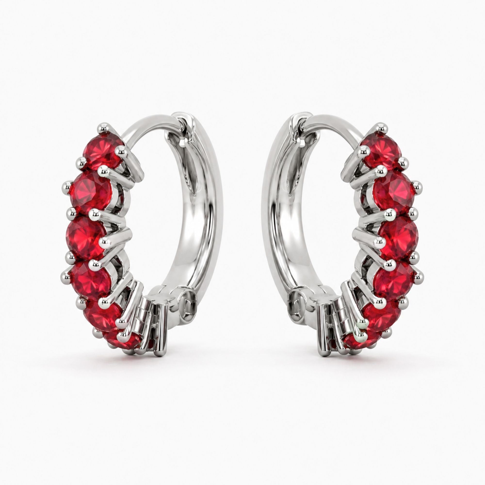 Ruby Huggie Earrings in Sterling Silver | Irosk