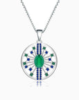 Chrysoprase Pendant in Sterling Silver with Lab Emerald & Sapphire