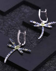 Dragonfly Earrings with Peridot & Swiss Blue Topaz | Irosk ®