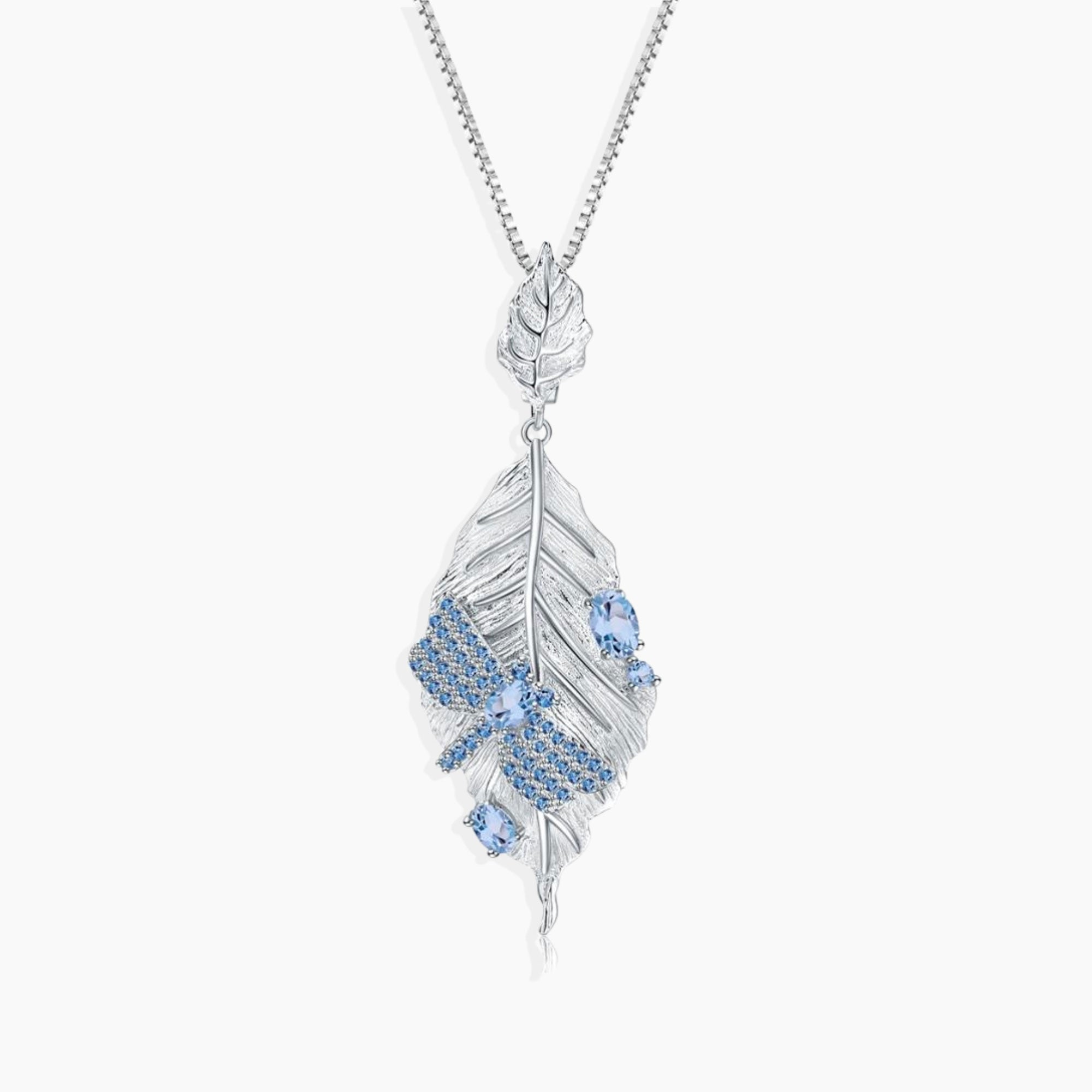 Nature-Inspired Leaf & Dragonfly Pendant – Sterling Silver – Irosk