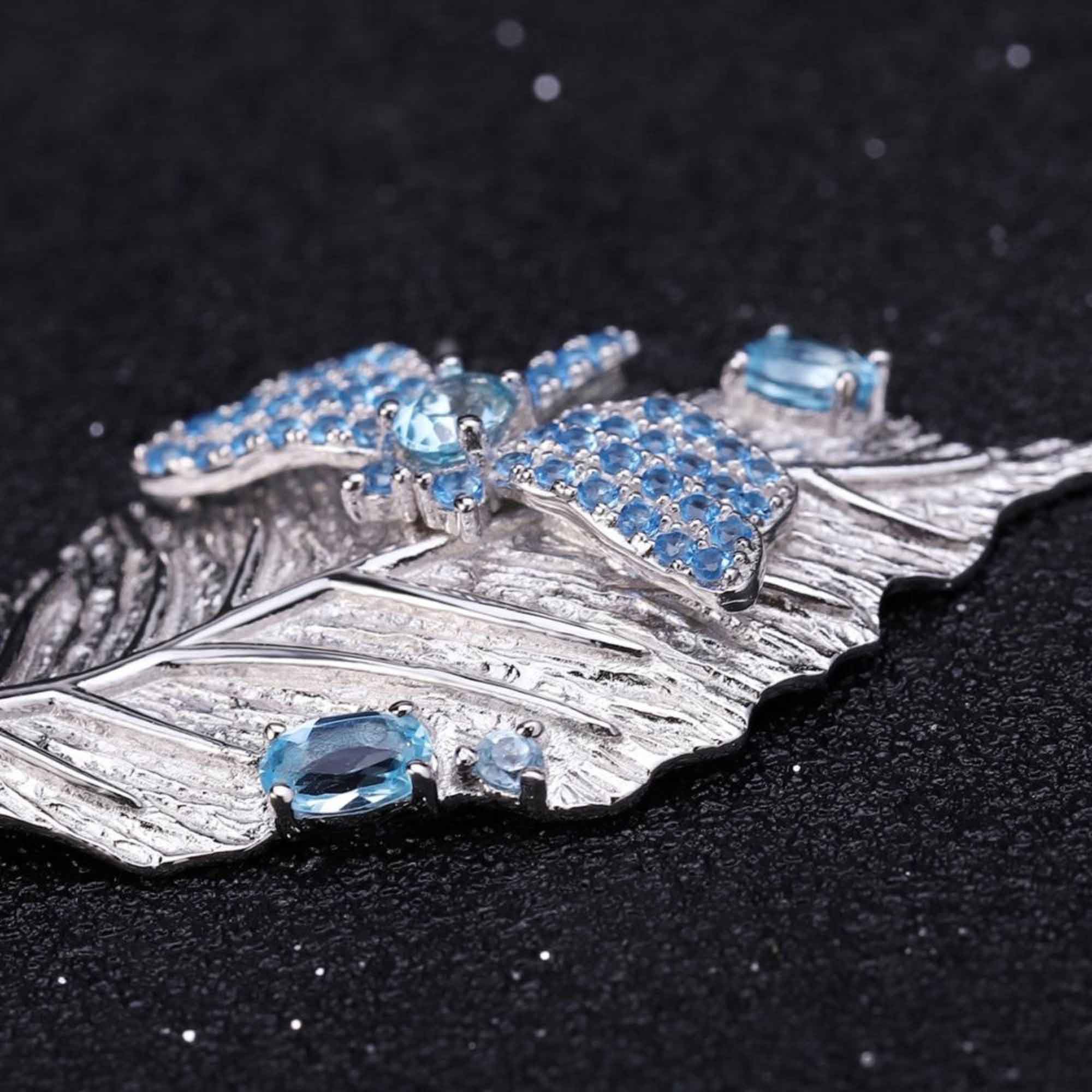 Nature-Inspired Leaf & Dragonfly Pendant – Sterling Silver – Irosk