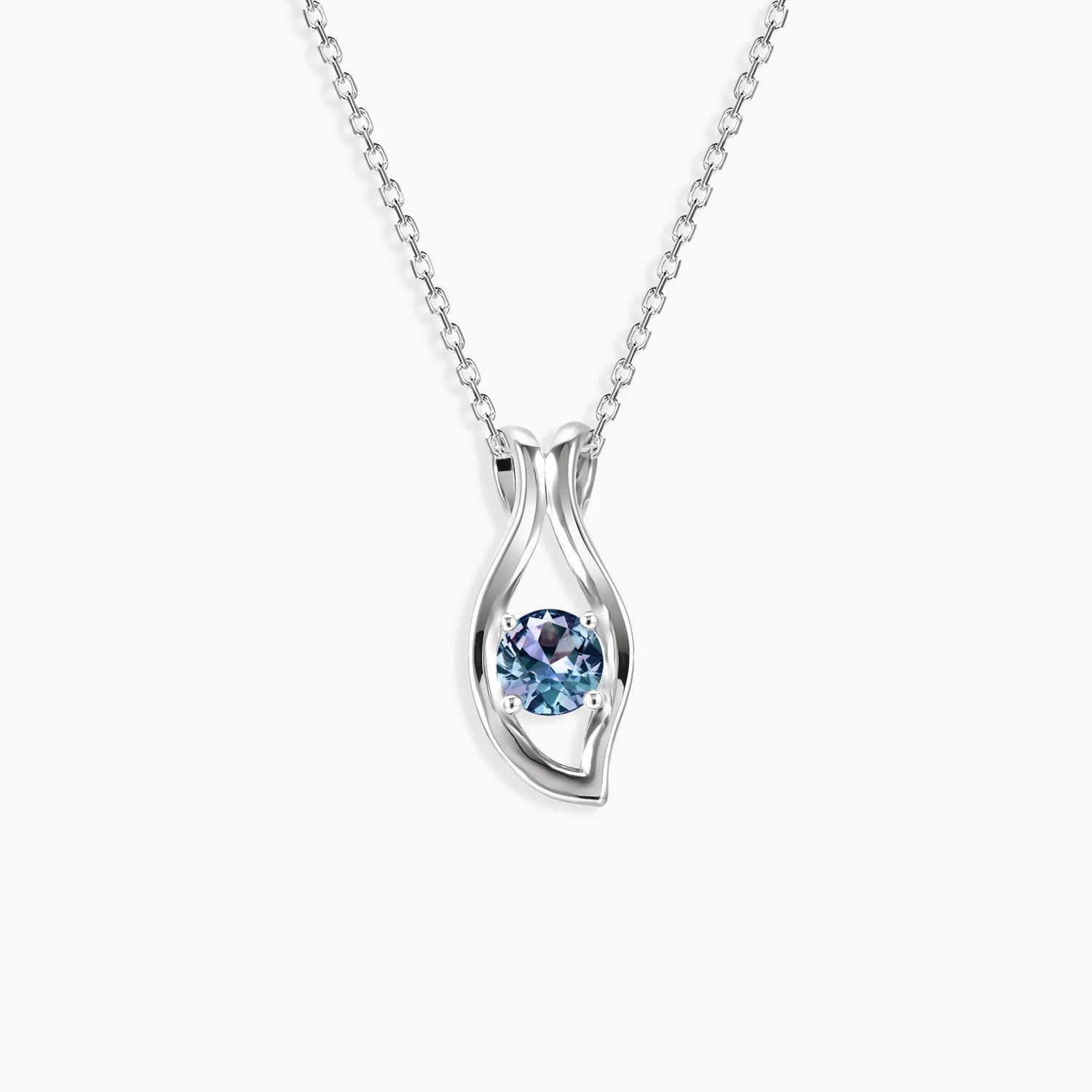 Evil eye pendant necklace in sterling silver with round-cut Alexandrite – colour-changing June birthstone