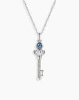 Alexandrite key pendant necklace in sterling silver – 3 mm round gemstone in elegant key design