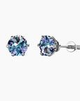 Round cut Alexandrite stud earrings in sterling silver with prong setting – June birthstone jewellery