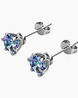 Side view of Alexandrite stud earrings with secure butterfly backings in rhodium-plated silver