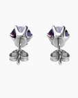 Back of Alexandrite round stud earrings showing 925 silver setting and push backs