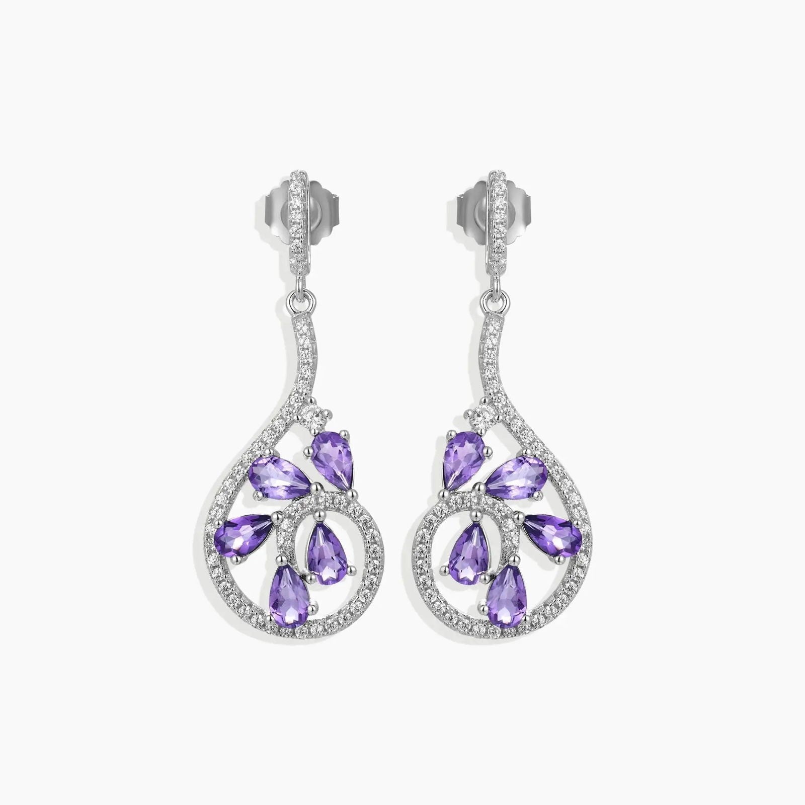 Amethyst Dewdrop Earrings in Sterling Silver - Irosk Australia