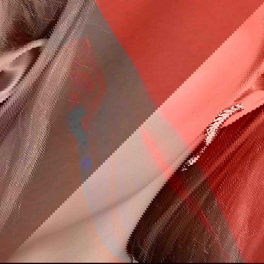 Amethyst Feather Earrings in Sterling Silver - Irosk Australia