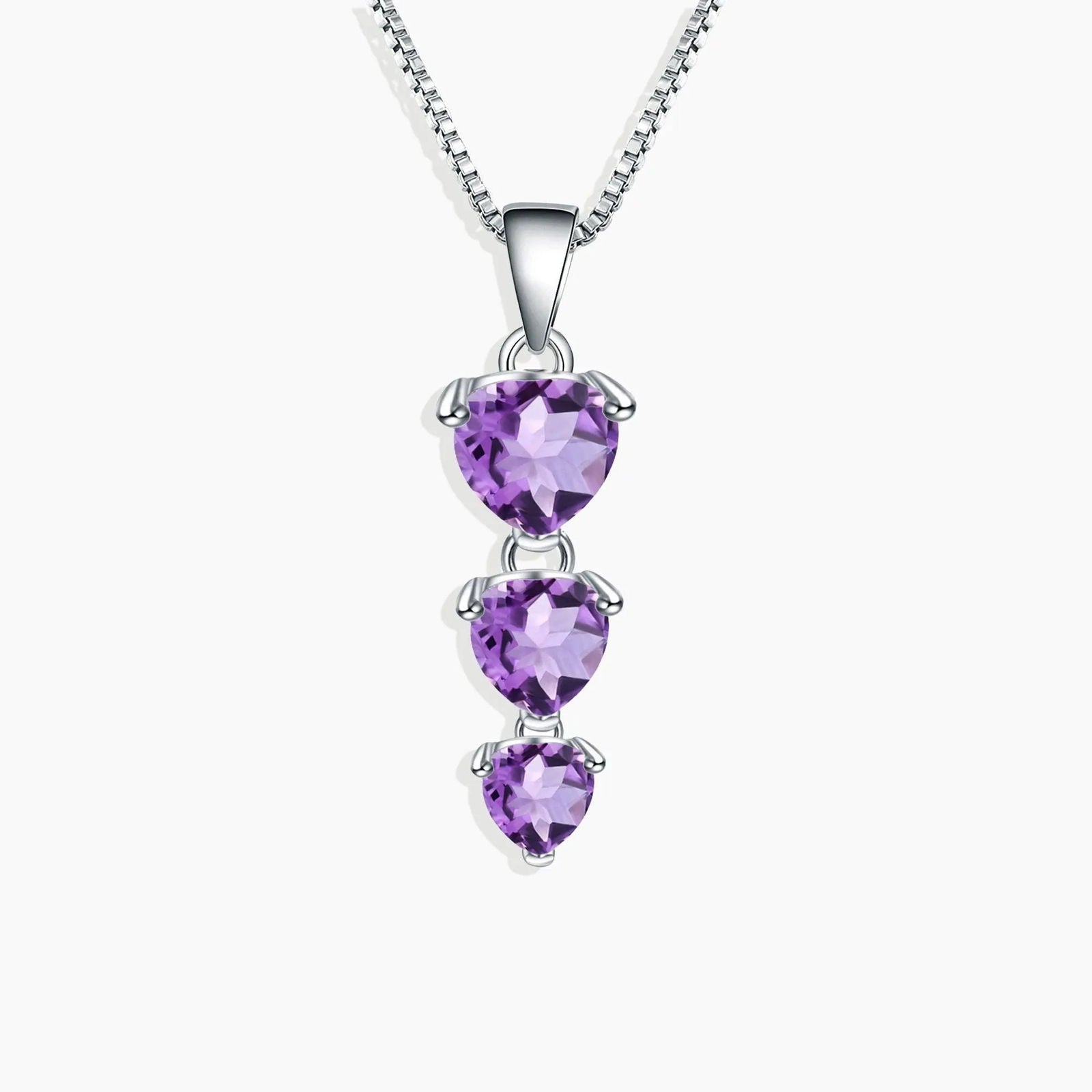 Amethyst Heart Drop Pendant in Sterling Silver - Irosk Australia