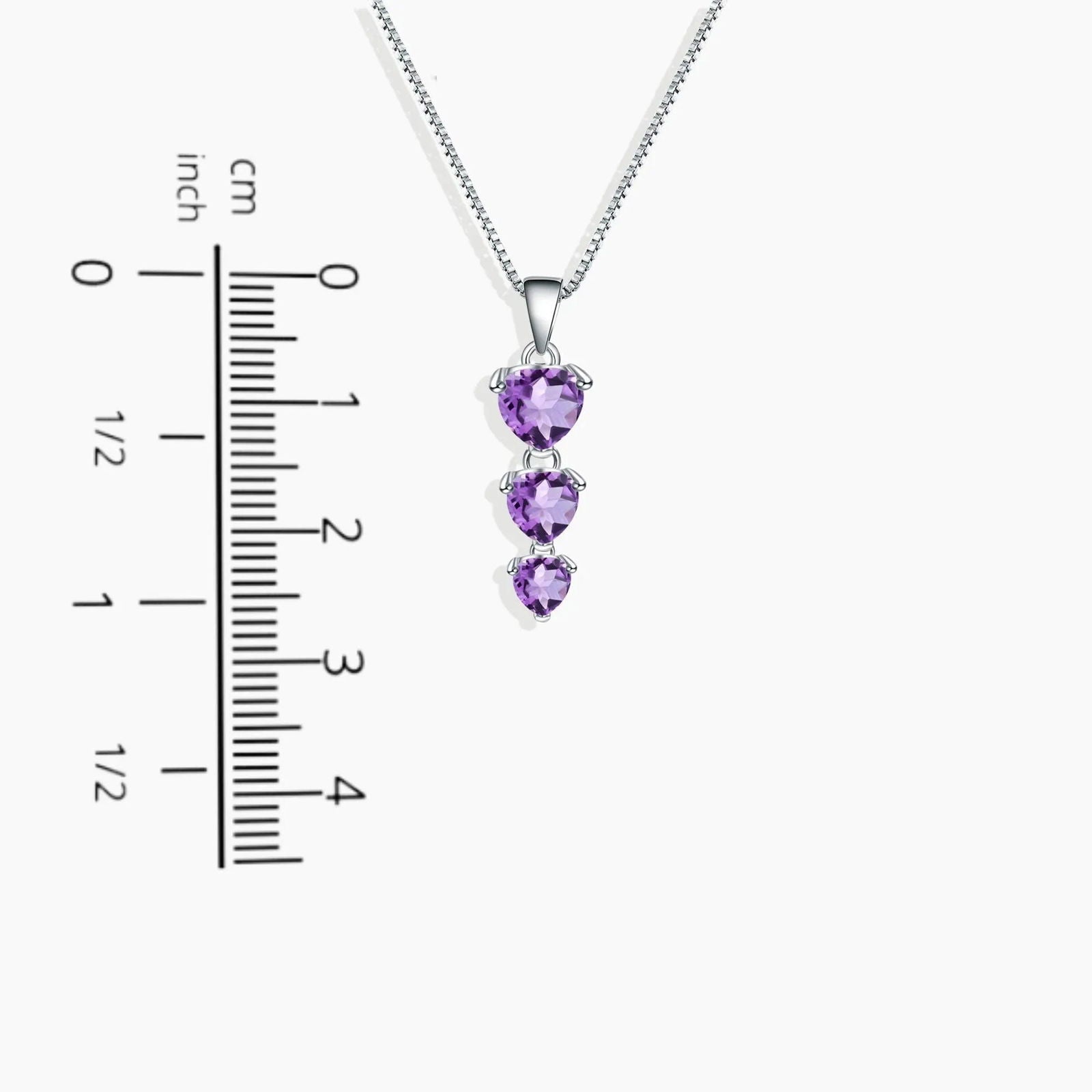 Amethyst Heart Drop Pendant in Sterling Silver - Irosk Australia