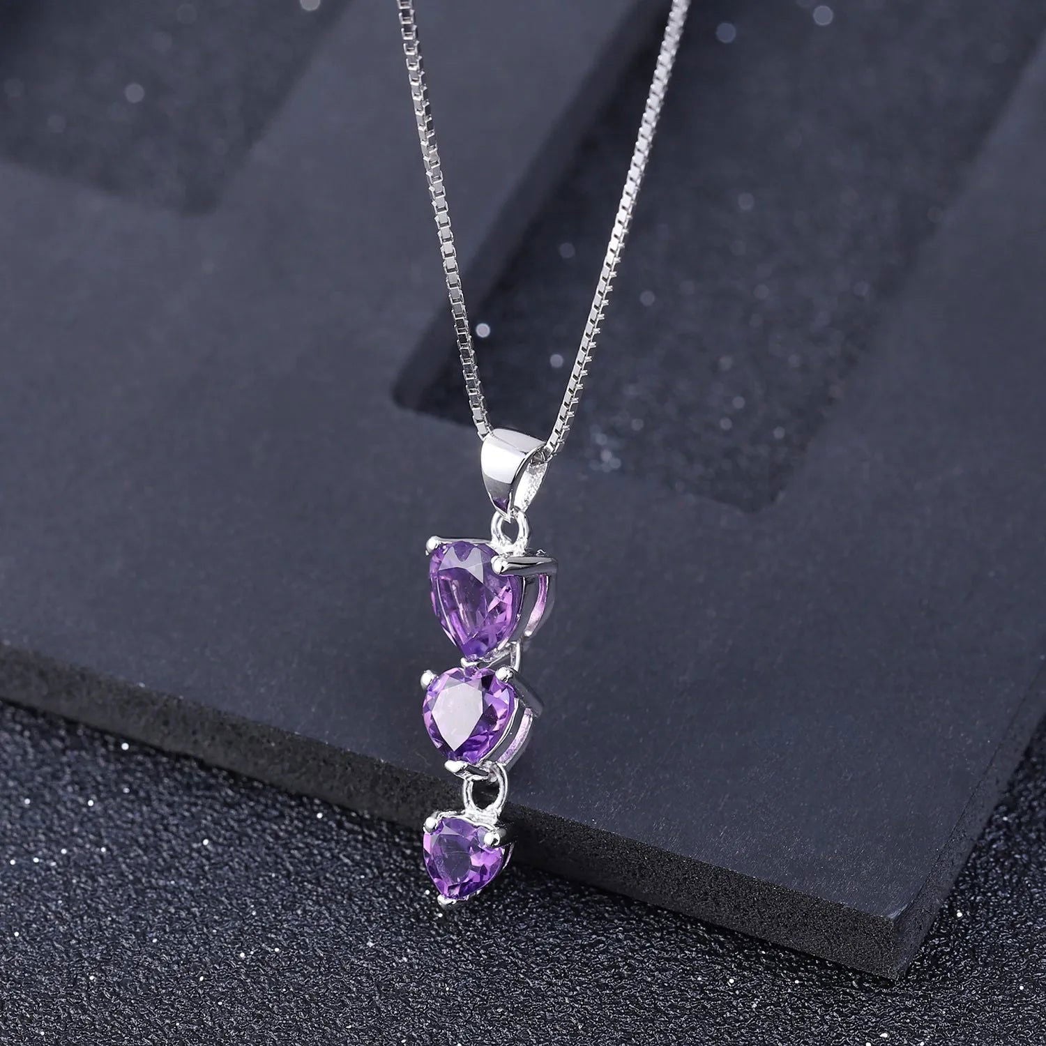 Amethyst Heart Drop Pendant in Sterling Silver - Irosk Australia