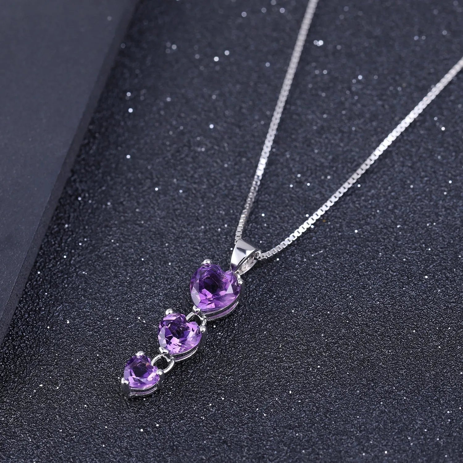 Amethyst Heart Drop Pendant in Sterling Silver - Irosk Australia