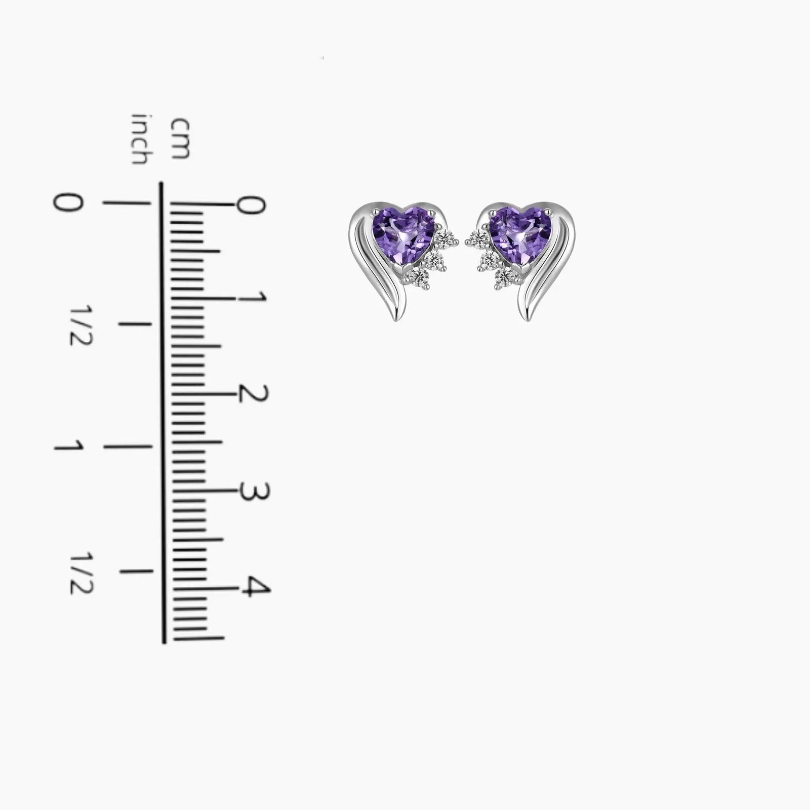 Amethyst Heart Shape Stud Earrings in Sterling Silver - Irosk Australia
