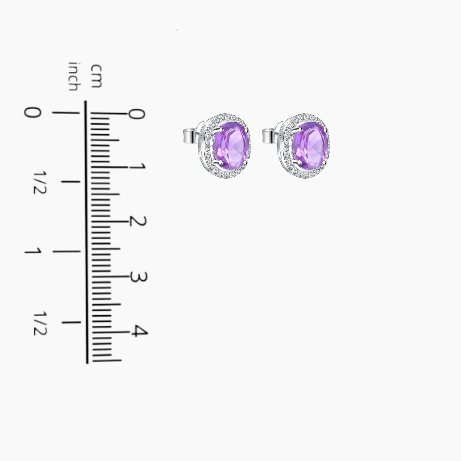 Amethyst Oval Cut Regal Earrings in Sterling Silver - Irosk Australia