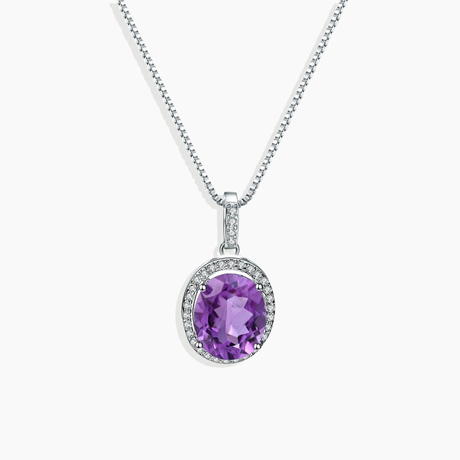 Amethyst Oval Cut Regal Pendant Necklace in Sterling Silver - Irosk Australia