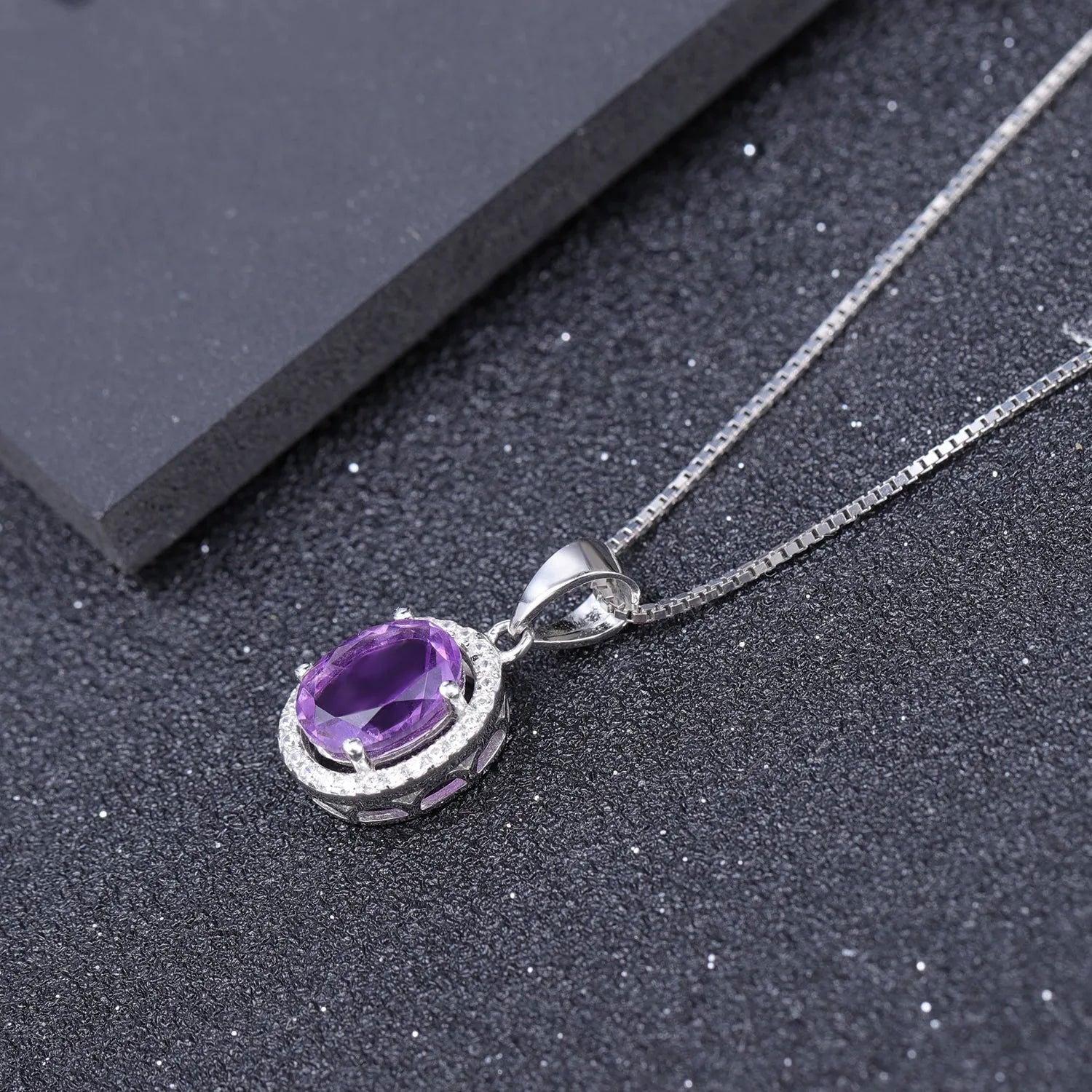 Amethyst Oval Cut Regal Pendant Necklace in Sterling Silver - Irosk Australia
