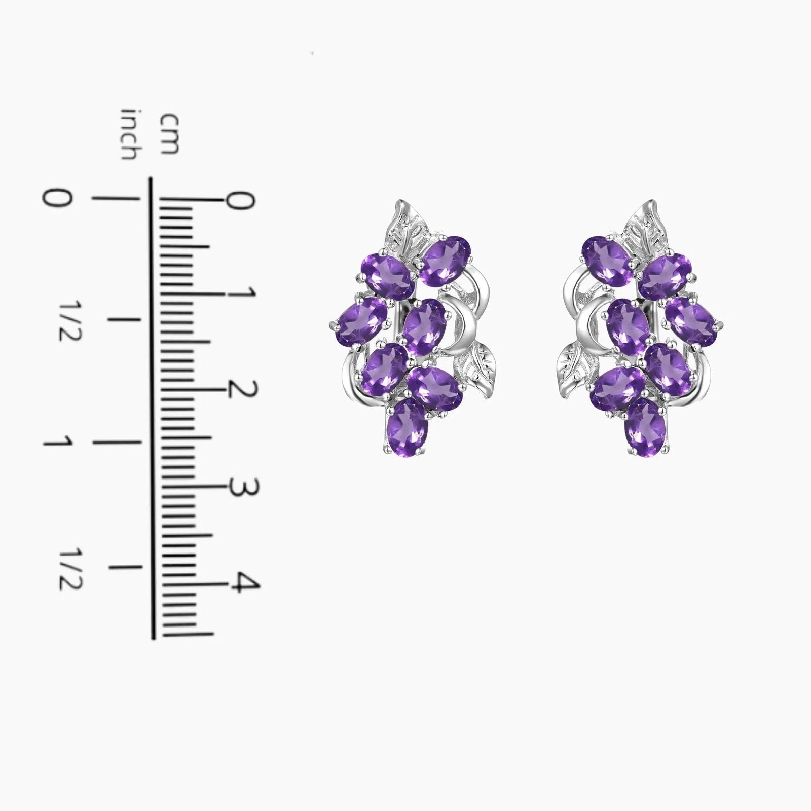Amethyst Oval Cut Snowflake Earrings in Sterling Silver - Irosk Australia