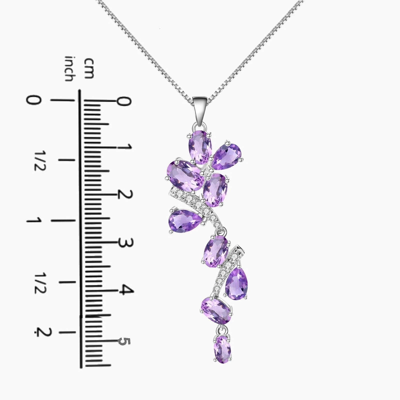 Amethyst Oval Cut Snowflake Necklace in Sterling Silver - Irosk Australia