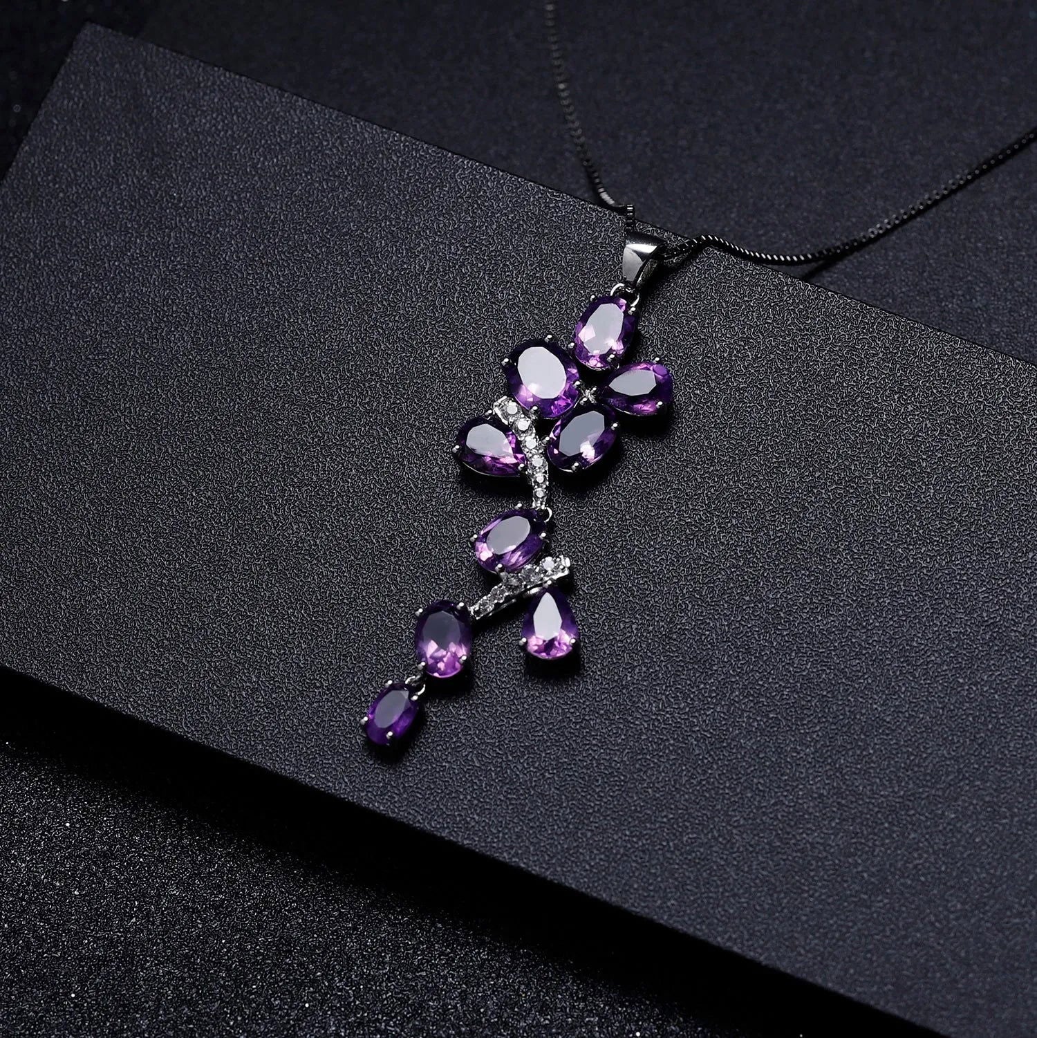 Amethyst Oval Cut Snowflake Necklace in Sterling Silver - Irosk Australia