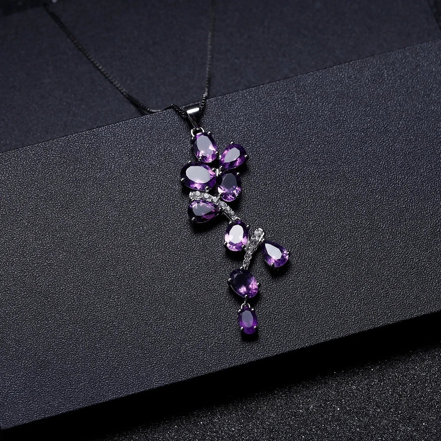 Amethyst Oval Cut Snowflake Necklace in Sterling Silver - Irosk Australia