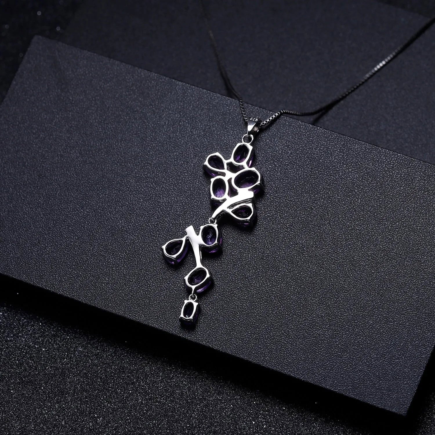 Amethyst Oval Cut Snowflake Necklace in Sterling Silver - Irosk Australia