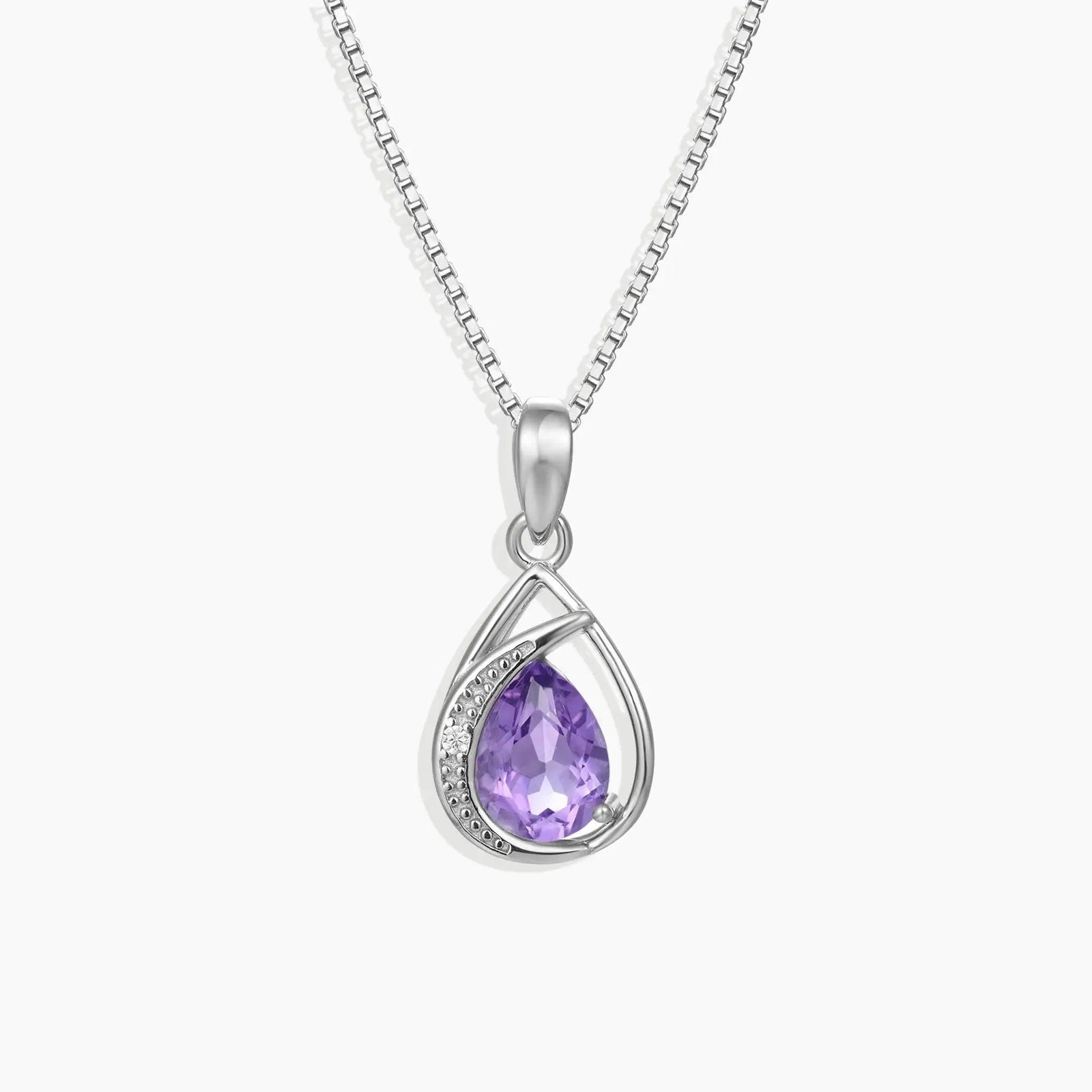 Amethyst Teardrop Necklace in Sterling Silver - Irosk Australia