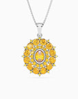 Citrine Cluster Necklace in Sterling Silver – Statement Necklace