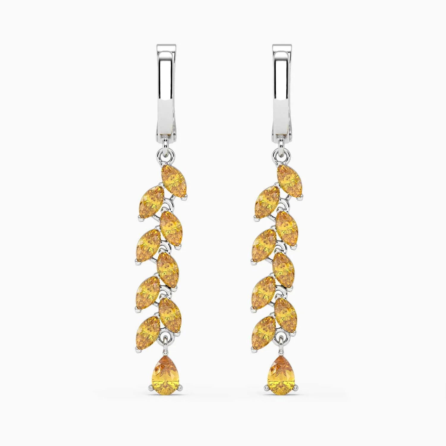 Citrine Drop Earrings in Sterling Silver with Marquise and Pear Cut Gemstones