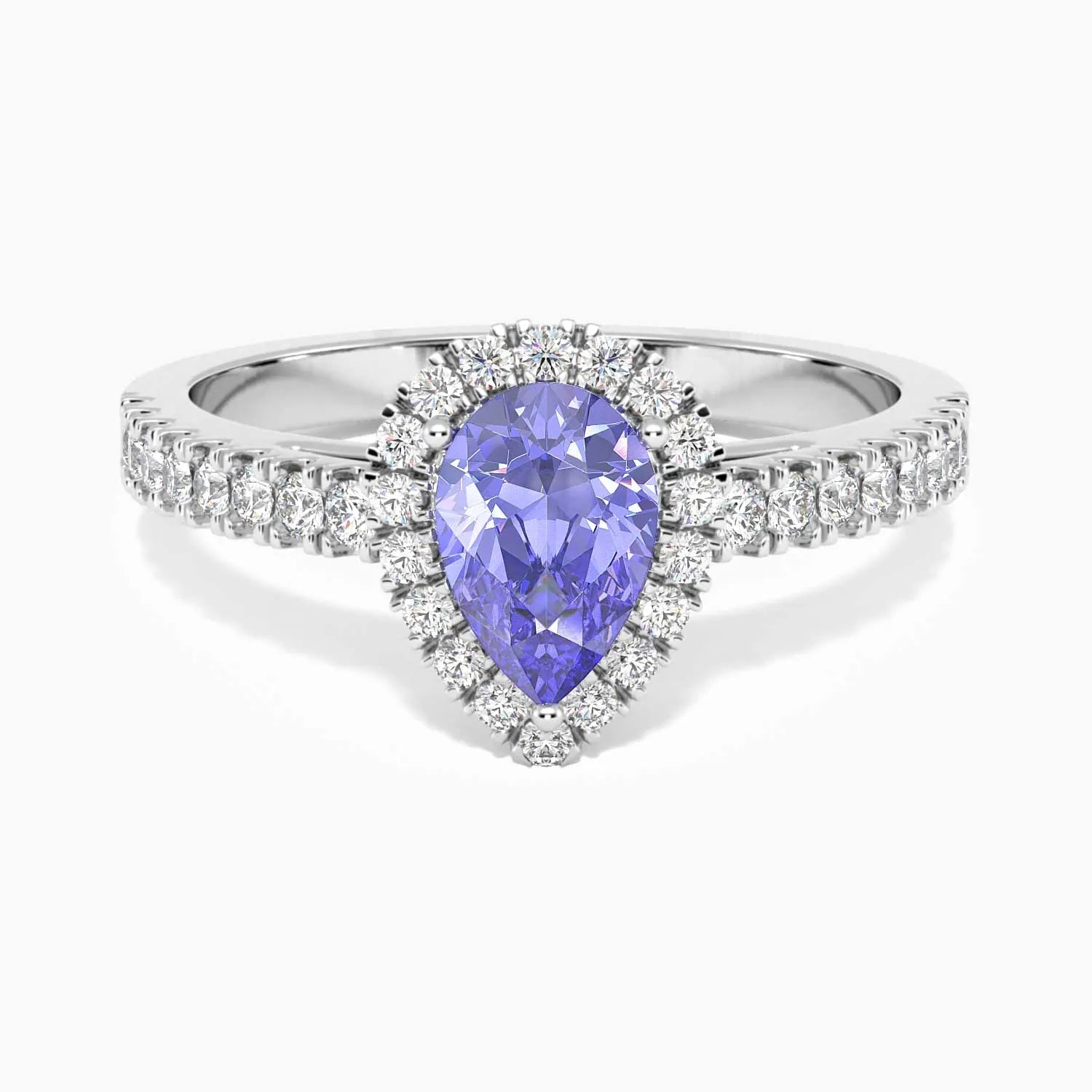 Classic Pear Tanzanite Halo Ring in Sterling Silver - Irosk Australia