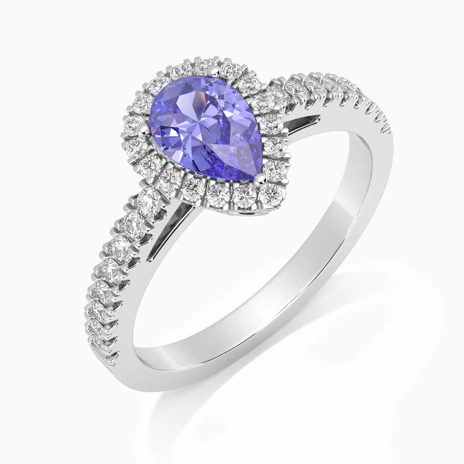Classic Pear Tanzanite Halo Ring in Sterling Silver - Irosk Australia