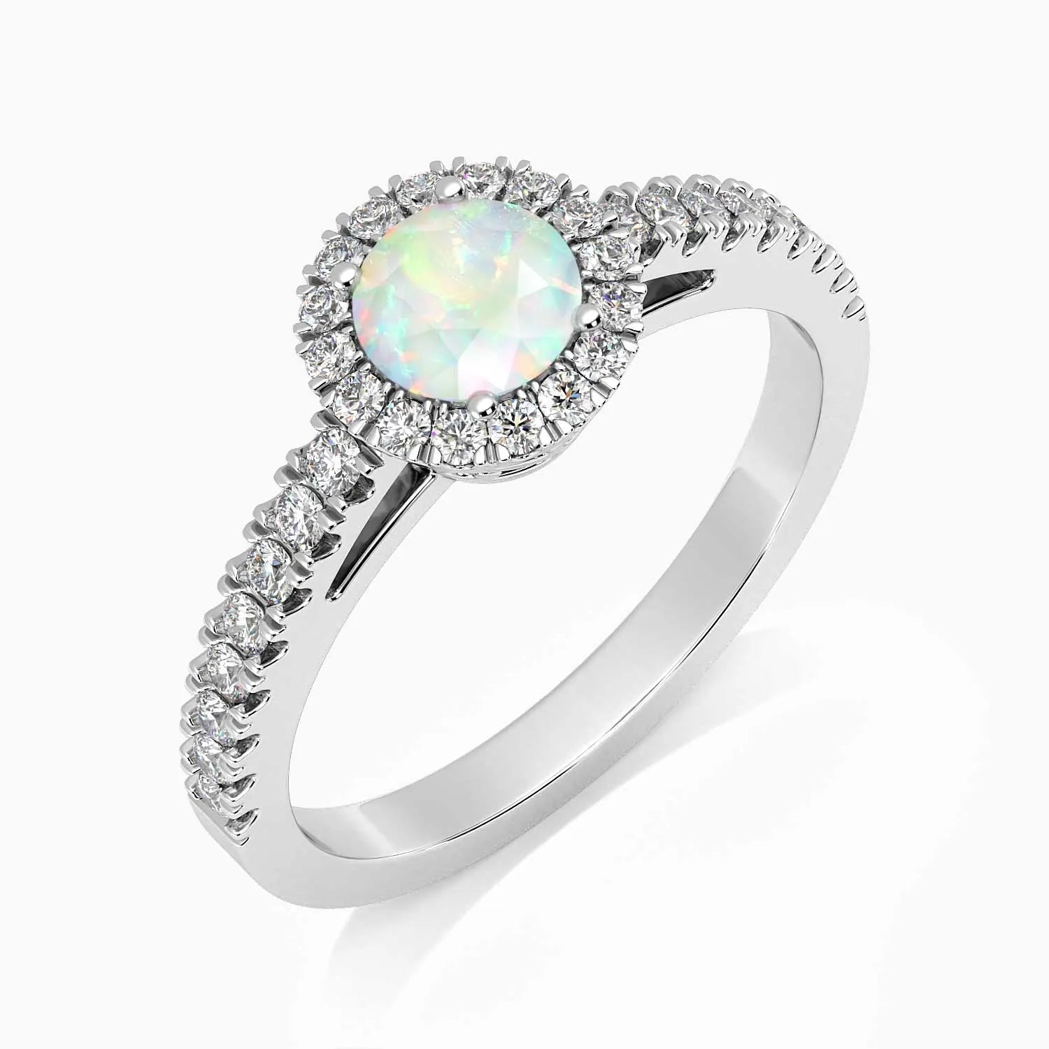 side view of classic opal ring round shape