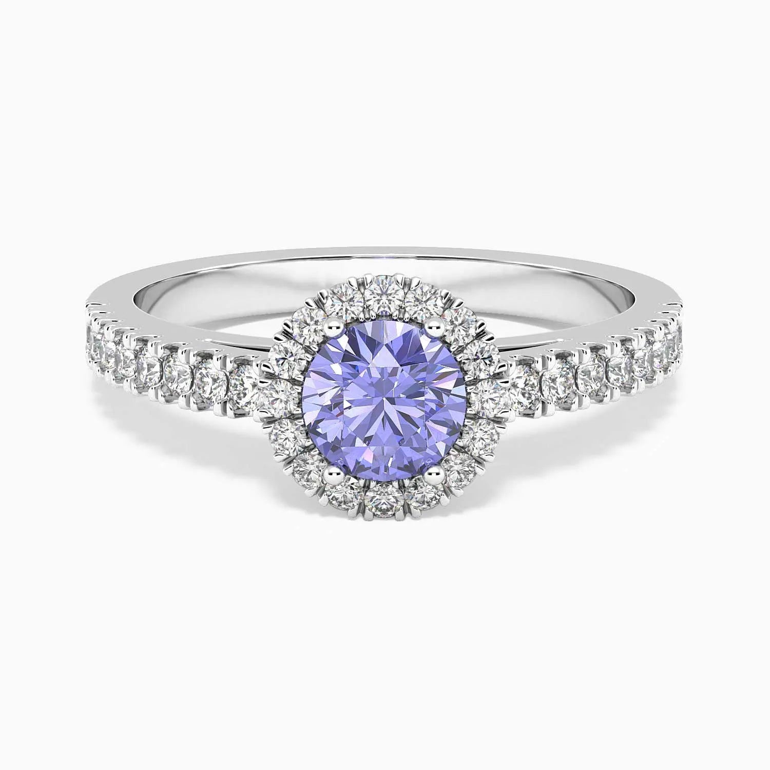Classic Round Tanzanite Halo Ring in Sterling Silver - Irosk Australia
