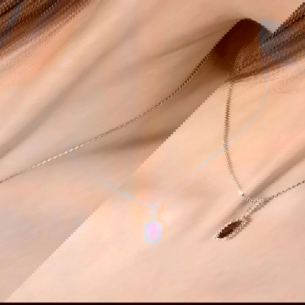 Cushion Cut Amethyst & CZ Pendant in Sterling Silver - Irosk Australia