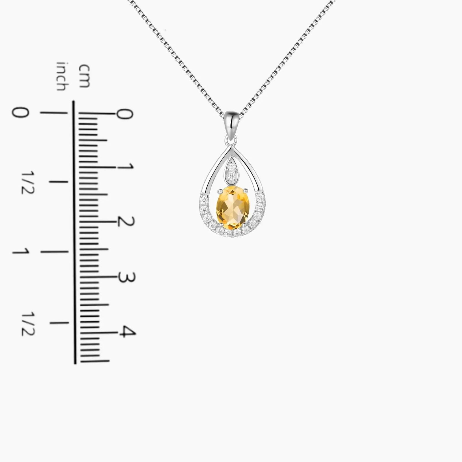 Drop Shape Citrine Necklace in Sterling Silver - Irosk Australia