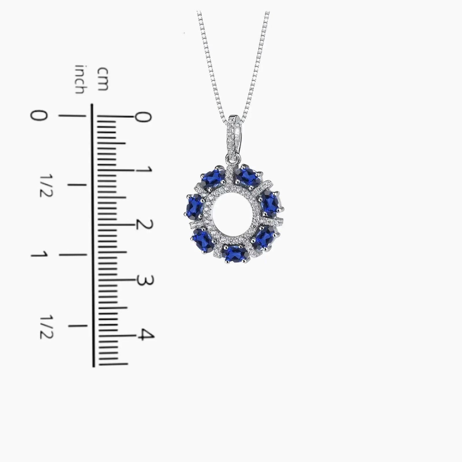 Elegant Round Pendant Necklace with Galaxy-Inspired Arrangement of Genuine Sapphires, Perfect for September Birthdays