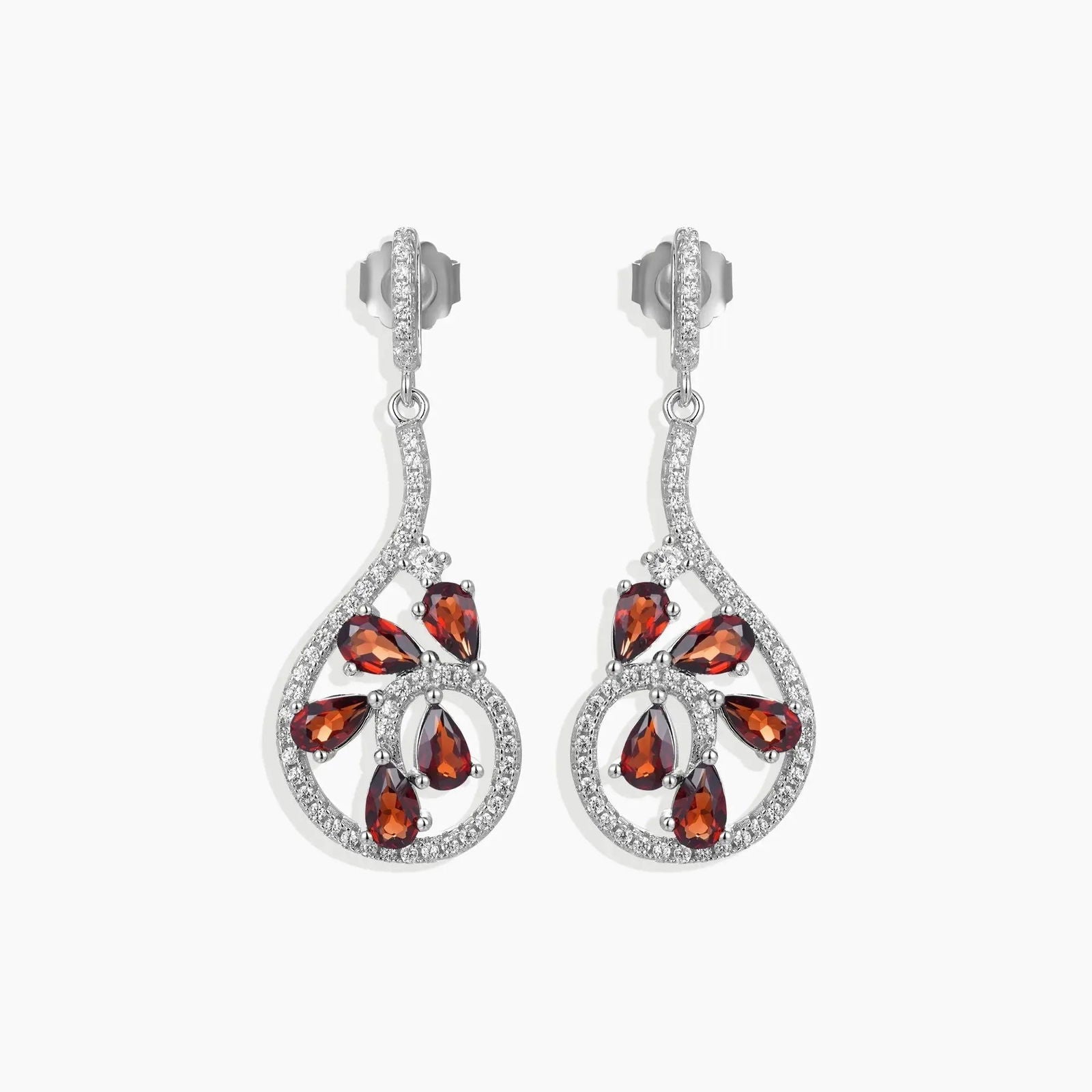 Garnet Dewdrop Earrings in Sterling Silver - Irosk Australia