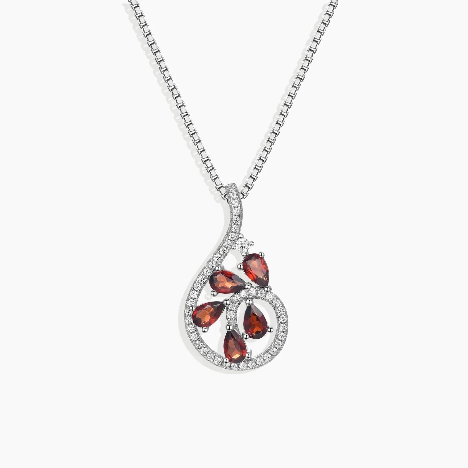 Garnet Dewdrop Necklace in Sterling Silver - Irosk Australia