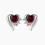 Garnet Heart Shape Stud Earrings in Sterling Silver - Irosk Australia