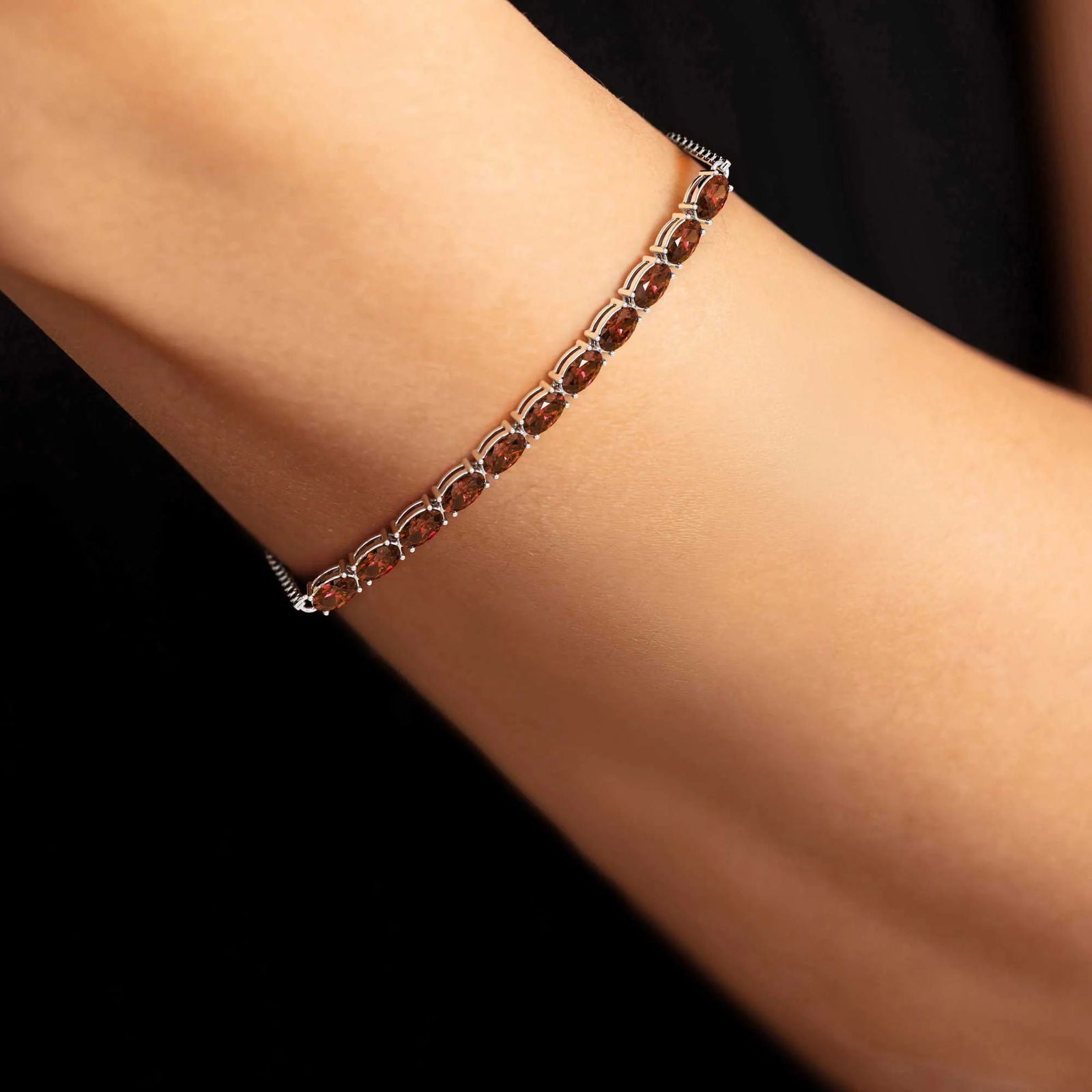 Garnet Tennis Bracelet crafted in 925 Sterling Silver | Irosk Australia ® - Irosk Australia