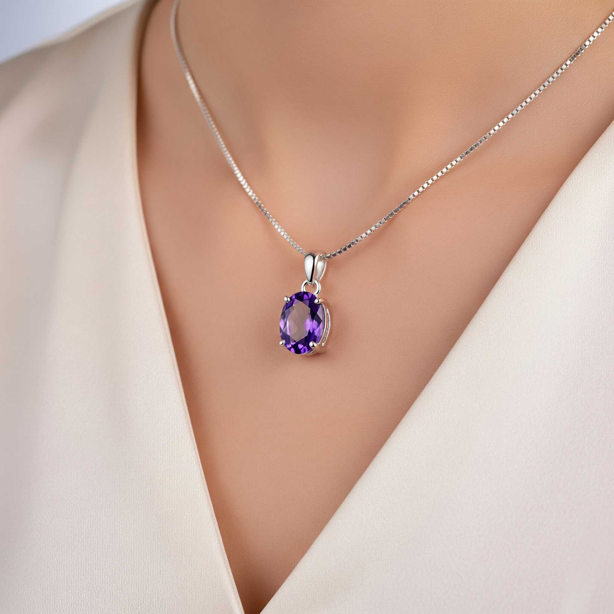 Oval Amethyst Pendant Necklace – A Timeless Gift for Her | Irosk Australia ®