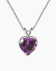Heart Shaped Gemstone Necklace in Sterling Silver -  Amethyst - Irosk Australia