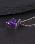 Heart Shaped Gemstone Necklace in Sterling Silver -  Amethyst - Irosk Australia