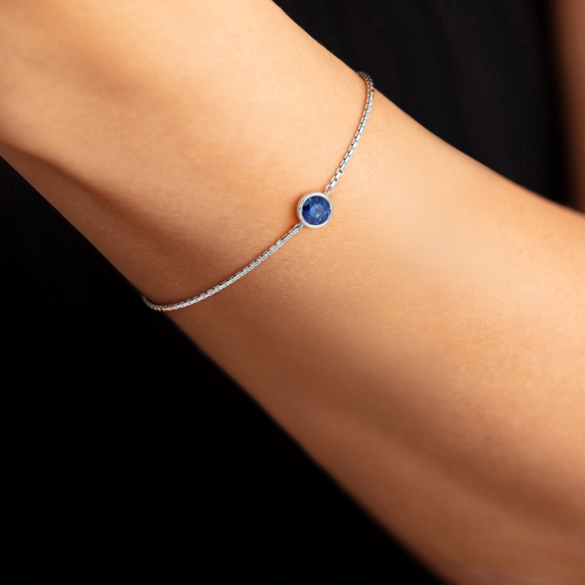 Bezel Set Sapphire Lab Bracelet in Sterling Silver – Irosk®
