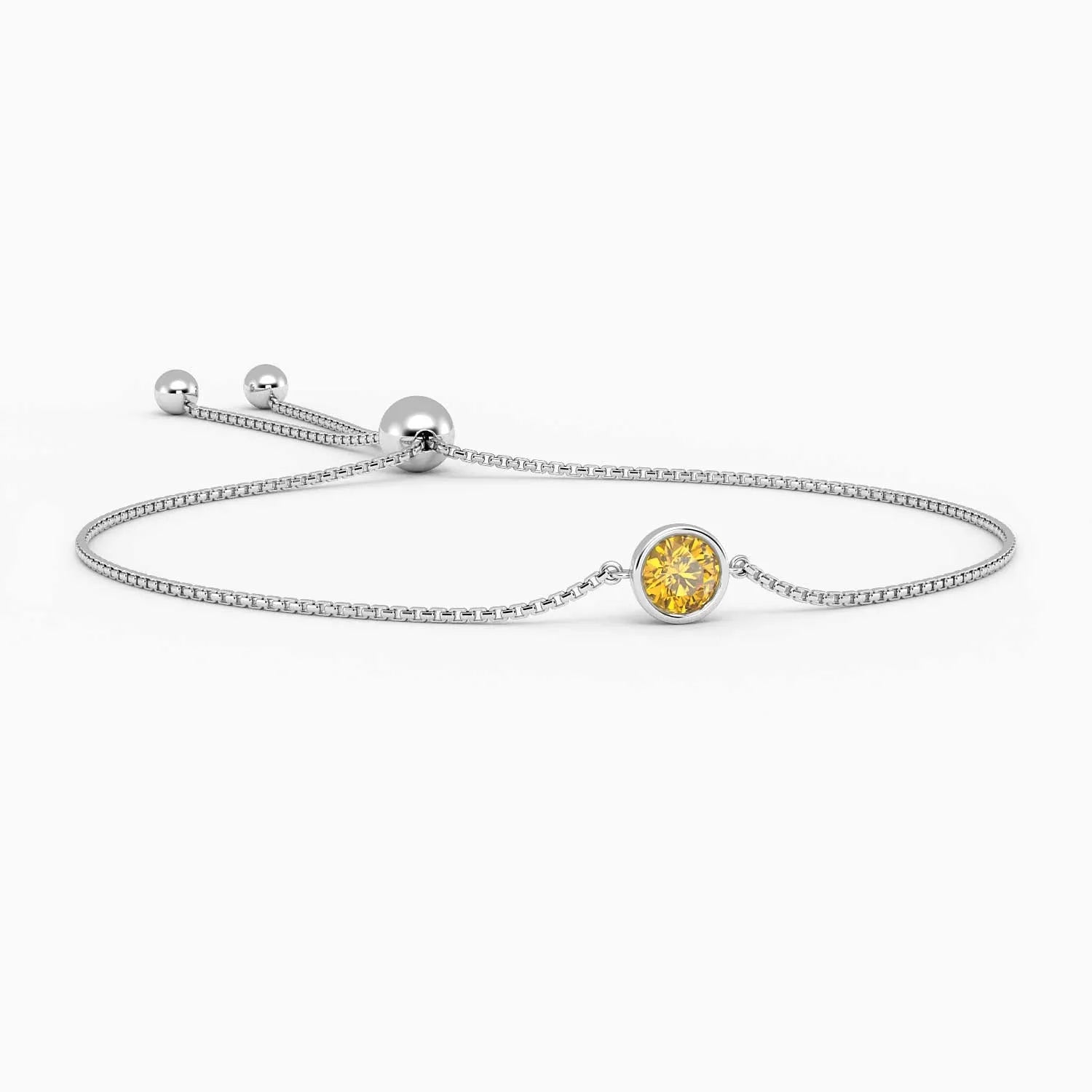 Citrine Bracelet with Bezel Set Round Stones in Sterling Silver